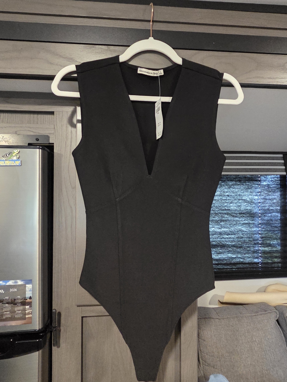 Abercrombie & Fitch Black V-Neck Sleeveless Bodysuit